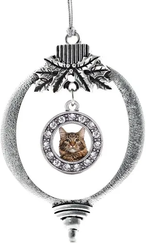 Miniatura 63 de Inspired Silver - Bonita bandera estadounidense - Adorno de Navidad plateado - Adorno de árbol de Navidad con dije circular con circonita cúbica