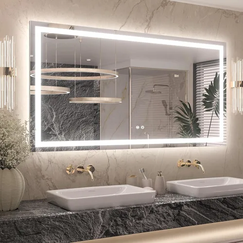 Miniatura 16 de Keonjinn - Espejo de baño LED de 24x32 pulgadas con luz, iluminación frontal y trasera, espejos iluminados para la pared del baño con luces
