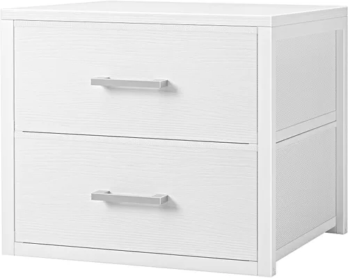 BOLUO Cajones de Almacenamiento Apilables de Tela Organizadores de Armario y Almacenamiento Cómoda Blanca de 2 Cajones para Dormitorio Moderno Blanco