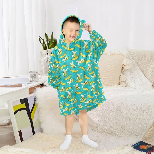 Miniatura 5 de Mantas portátiles para niños, sudadera con capucha tipo manta de gran tamaño, suave y cálida, regalos para niños, niñas y adolescentes de 3 a 14