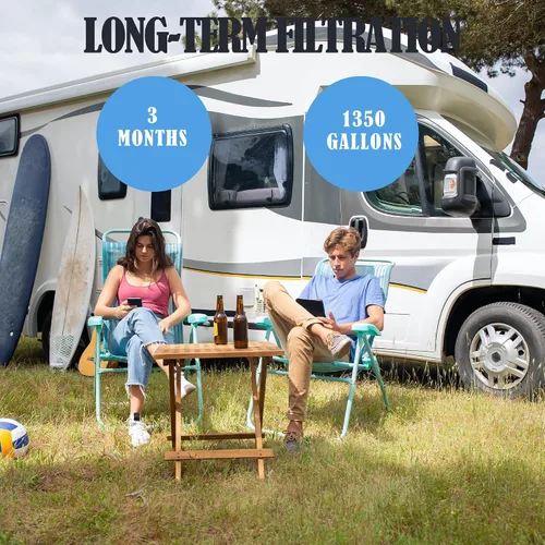 Miniatura 7 de Paquete de 2 filtros de agua para caravana con 2 protectores de manguera flexible, reduce mal sabor, olores, óxido, cloro, fluoruro y sedimentos