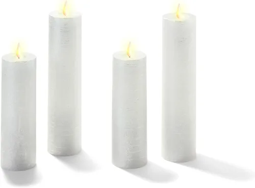 Miniatura 7 de LampLust Velas parpadeantes sin llama, juego de 4 velas plateadas, funciona con pilas, velas románticas, ideales para decoración de propuestas