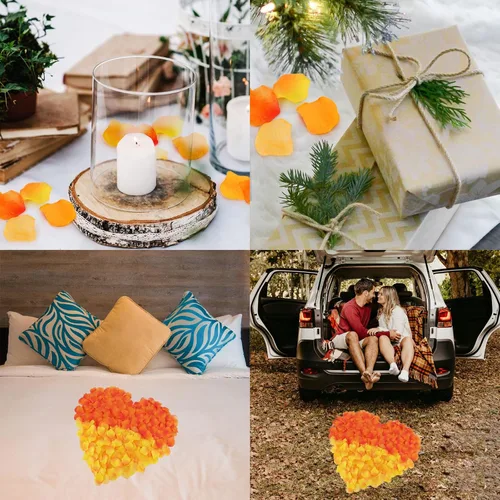 Miniatura 3 de 3000 pétalos de rosa, pétalos de rosa para bodas, pétalos de flores artificiales (naranja y amarillo)