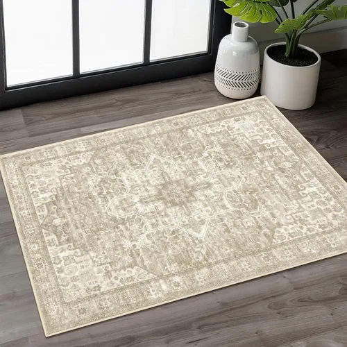 Miniatura 9 de SIILOOM Alfombra lavable de 2 x 3 pies, alfombra suave color taupe ceniza para entrada, tapete antideslizante para puerta de interior, tapete