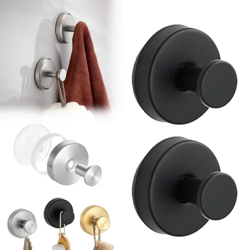 Miniatura 2 de Ganchos con succión Luxe Hold sin taladro, 2024 Nuevos Ganchos de ventosa de acero inoxidable impermeables para ducha, baño, toallas colgantes