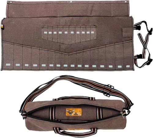 Miniatura 11 de BULL TOOLS Organizador de Rollo de Herramientas con 26 Bolsillos para Llaves, Métrico y SAE, Lona de Algodón Durable, Bolsa de Herramientas Oliva