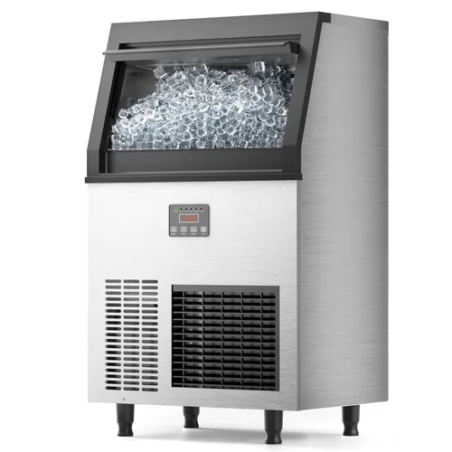 Coolake Máquina comercial para hacer hielo debajo del mostrador de 100 libras/24 horas con almacenamiento de hielo de 33 libras, 115 V refrigerado