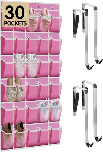 Miniatura 15 de Kotkn Organizador de zapatos sobre la puerta con 30 bolsillos de malla transpirable - Almacenamiento de armario de gran capacidad para hombres