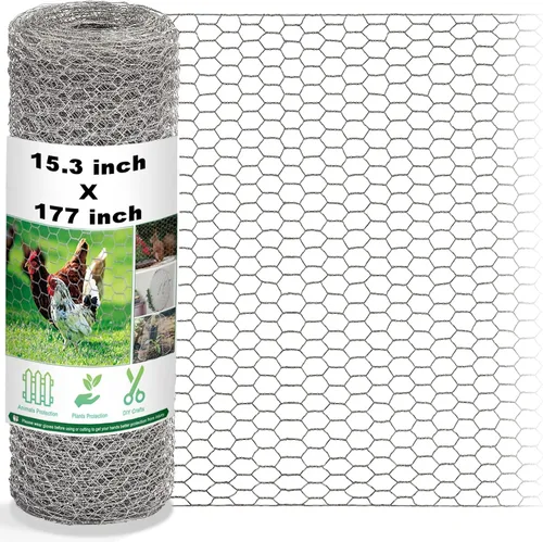 Miniatura 7 de Malla de alambre para pollos, 16.9 pulgadas x 40 pies, malla de alambre metálica floral para pollos para manualidades, jardín avícola, tela metálica