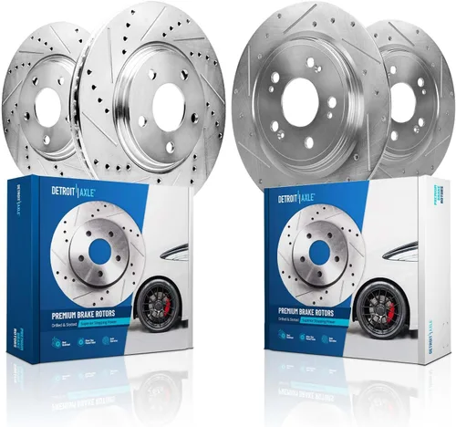 Miniatura 58 de Detroit Axle - Rotores de freno para Ford 2013-2019 Explorer Taurus Flex Lincoln MKT MKS, rotores de freno de disco ranurados perforados de repuesto