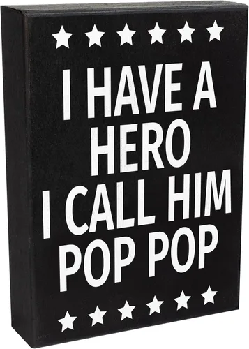 Miniatura 8 de Letrero de madera Pop Pop con texto en inglés "I Have a Hero I Call Him
