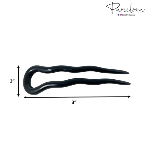 Miniatura 5 de Parcelona Juego de 3 horquillas de celuloide ondulado en forma de U para el cabello, estilo moño para mujer, a la moda, flexible, duradero