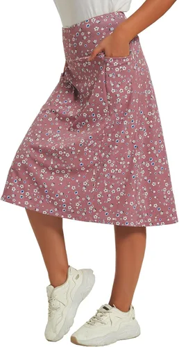 Miniatura 8 de NOOYME Falda pantalón de 28 pulgadas para mujer con 3 bolsillos, modesta, longitud hasta la rodilla, atlética, midi