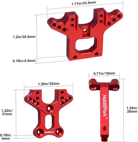 Miniatura 4 de HobbyPark Torre de choque de aluminio (delantera y trasera) y soporte de torre de choque para Traxxas 1/18 LaTrax Teton Desert Prerunner, piezas