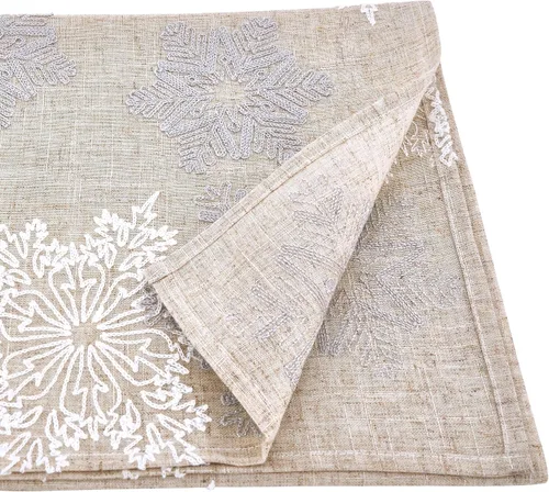 Miniatura 2 de Saro Lifestyle Camino de mesa bordado de copo de nieve, natural, 16 x 54 pulgadas