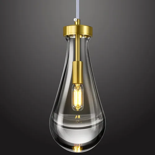 Miniatura 15 de Juego de 2 lámparas colgantes con forma de gota de lluvia, para isla de cocina, lámparas colgantes cromadas de cristal sólido transparente, Cromo