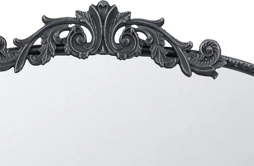 Miniatura 4 de Benjara Kea - Espejo de pared de 36 pulgadas, marco de metal curvado negro, diseño de acento barroco