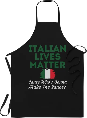 Delantal negro de comida - Funny Italian Lives Matter Cook Novedad Italia Bandera Camiseta Negro Delantales de cocina, Negro -