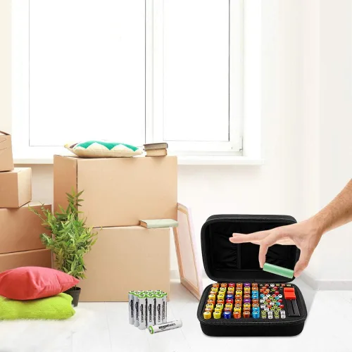 Miniatura 6 de Comecase Caja Organizadora de Almacenamiento para Baterías, Estuche Portapilas para 48 x AA, 48 x AAA, Total 96 Baterías con Probador de Baterías, 2