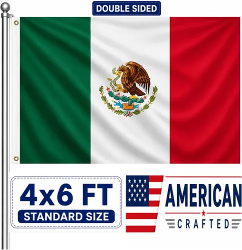 Miniatura 9 de Bandera de México de 3 x 5 para exteriores, doble cara, resistente, 3 capas, banderas nacionales mexicanas, banderas súper duraderas, 4 filas