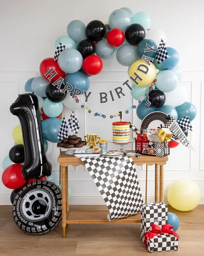 Miniatura 4 de Vintage Racing Cars Birthday Banner Set 2ct