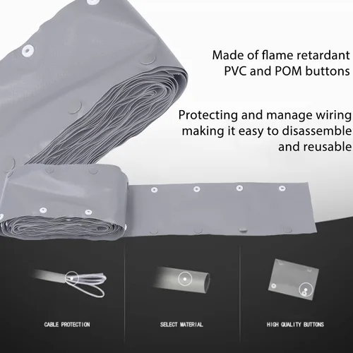 Miniatura 3 de Funda de cable con botón a presión, protector de cable de 0.984 in de diámetro, ignífugo, manga de gestión de cables de PVC, manga protectora