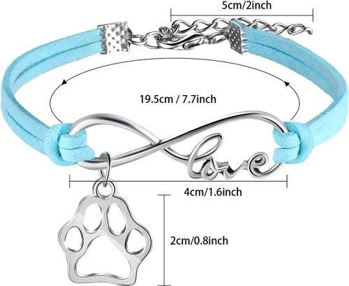 Miniatura 2 de Paquete de 15 pulseras de pata para niños y adultos, ajustables, pulseras con dijes, cachorros, perros, gatos, animales para fiestas temáticas