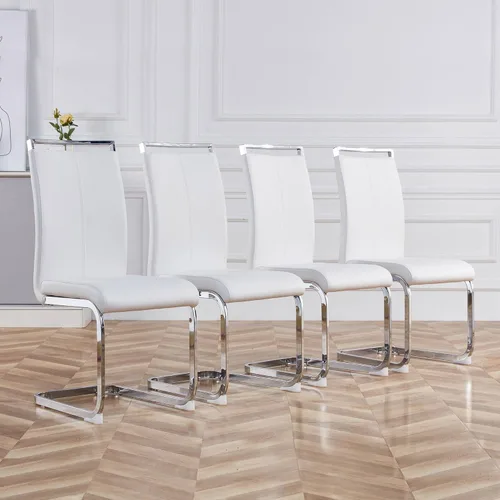 Baysitone Juego de 4 sillas de comedor modernas, sillas laterales de comedor, sillas de cocina con asiento acolchado de piel sintética y respaldo