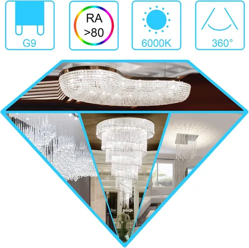 Miniatura 2 de Winshine - Bombilla LED G9 doble clavija, bombillas G9 de luz diurna de 6000 K para candelabros, 4 W (equivalente halógeno de 40 W), ángulo del haz