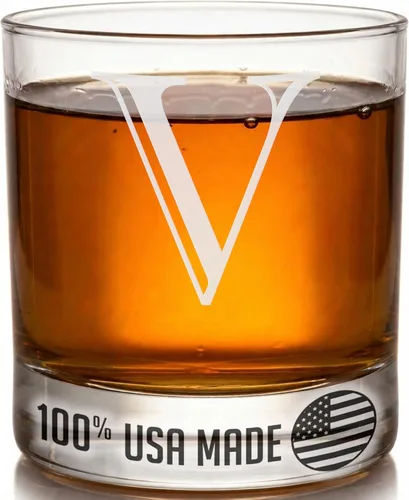 Miniatura 17 de Monograma grabado de cristal de whisky Rocks de 11 onzas (letra S), regalos de bourbon personalizados de la A-Z para hombres, día del padre, vidrio