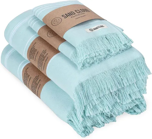 Miniatura 10 de Sand Cloud Paquete de Toallas de Baño Turcas para Baño, Juego de 4 (Negro Clásico) - Tamaño Grande - Hilo de Algodón 100% Orgánico Certificado es