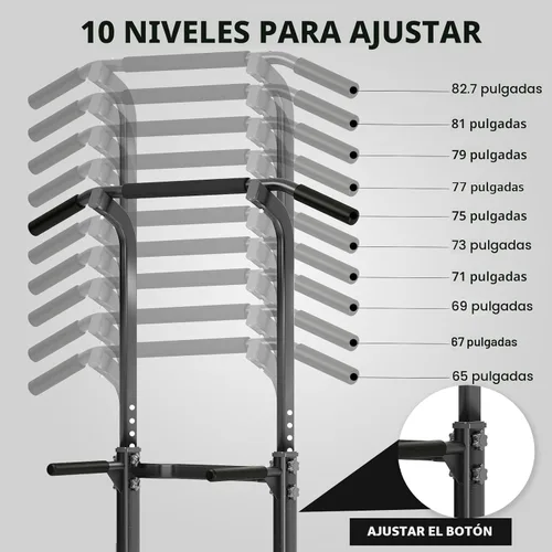 Miniatura 2 de SogesPower Power Tower Estación de Fondos Barra de Dominadas para Gimnasio en Casa con Altura Ajustable Equipo de Entrenamiento de Fuerza, Estación