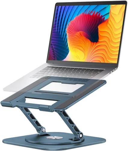Miniatura 8 de AOEVI Soporte ajustable para computadora con base giratoria de 360°, elevador ergonómico plegable para computadora portátil para escritorio