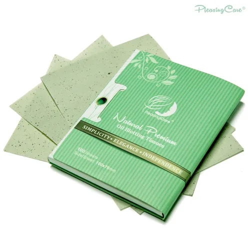 Miniatura 4 de Espejo de maquillaje con hojas de papel secante de aceite facial, té verde, 100 unidades, espejo de viaje cosmético plegable compacto plateado
