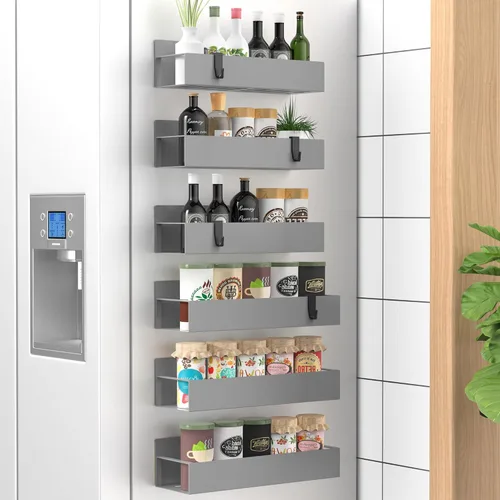 Miniatura 38 de HuggieGems Paquete de 4 Organizadores Magnéticos de Almacenamiento de Especias para Refrigerador y Horno, Organizadores y Almacenamiento Gris