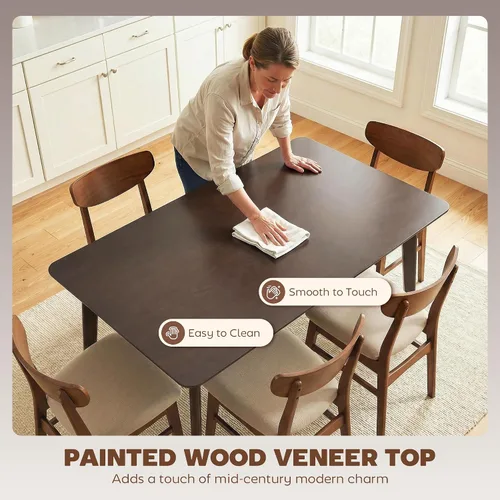 Miniatura 6 de HOMCOM Mesa de comedor moderna de mediados de siglo de 47 pulgadas para 4, mesa de cocina rectangular con acabado de grano de madera, patas cónicas