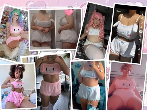 Miniatura 5 de BZB Conjunto de pijama kawaii de anime para mujer traje de dormir de terciopelo dulce y encantador top tubo y pantalones cortos