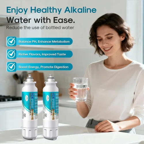 Miniatura 9 de ICEPURE Filtro de agua alcalino para refrigerador ADQ73613401 y reemplazo del filtro de aire para LG LT800P, LT800PC, ADQ75795104, ADQ736134