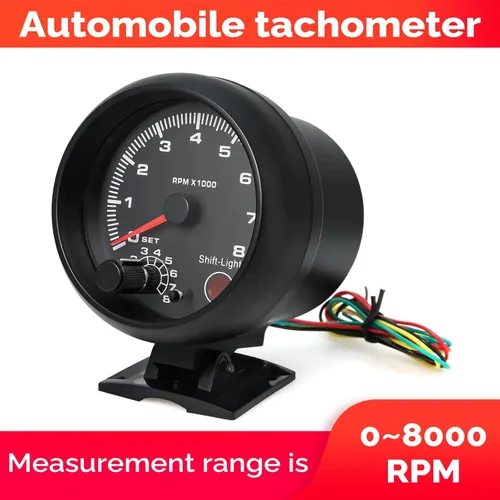 Miniatura 5 de Geevorks, tacómetros de reemplazo automotriz de 3.75'' 12V, 0-8000RPM luz azul, tacómetro de RPM para vehículos de gasolina de 1-8 cilindros, 1-2