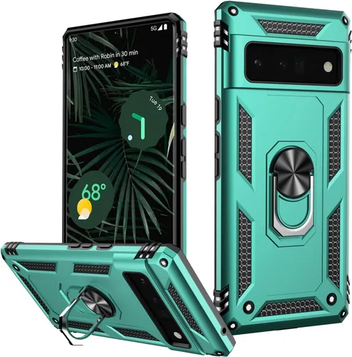 Miniatura 115 de LUMARKE Funda para Google Pixel 5 con protector de pantalla, pasa 16 pies, probada en caídas, grado militar, con soporte de anillo magnético, Rojo