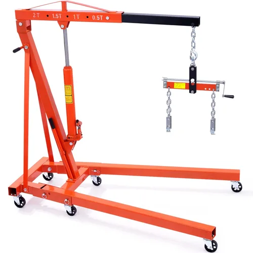 VEVOR Grúa de motor hidráulica con palanca, grúa de plataforma plegable de 2 toneladas/4400 libras, grúa de motor plegable y nivelador de grúa de