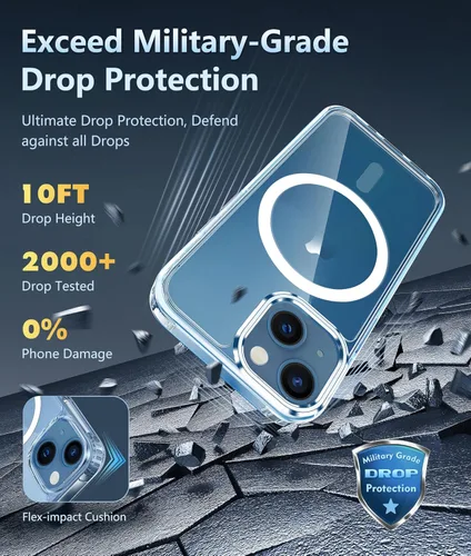 Miniatura 255 de FNTCASE Funda para iPhone 13 Pro-Max: Fundas magnéticas transparentes compatibles con Magsafe Slim anti amarillamiento protección contra caídas