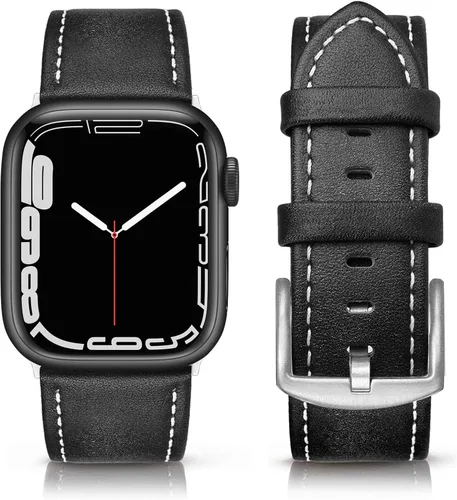 Miniatura 29 de Correa de cuero compatible con correas de Apple Watch de 1.811 in, 1.772 in, 1.732 in, 1.654 in (Serie 1/2/3) para hombres y mujeres, correa