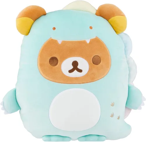 Rilakkuma San-X Original Plays with Dino Flat Mochi Series - Peluche de 15 pulgadas, color verde pastel