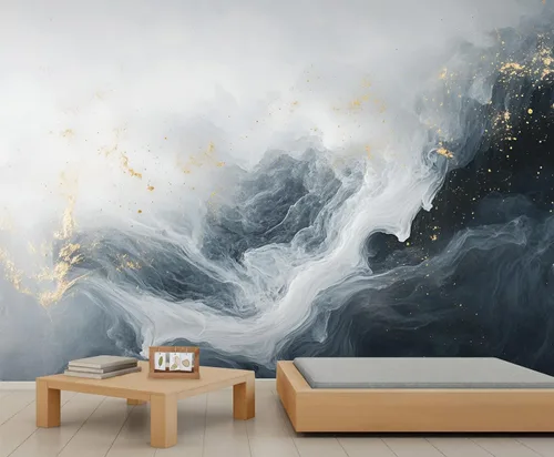 Miniatura 2 de Papel tapiz de mármol, papel tapiz negro y dorado para dormitorio, papel tapiz moderno gris para sala de estar, mural fotográfico de mármol nórdico