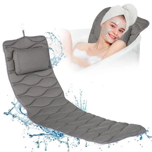 Miniatura 11 de OMYSTYLE Almohada de Baño de Cuerpo Completo, Almohadas de Baño para Bañera con Bolsa de Lavado de Malla y 21 Ventosas Antideslizantes, Almohada