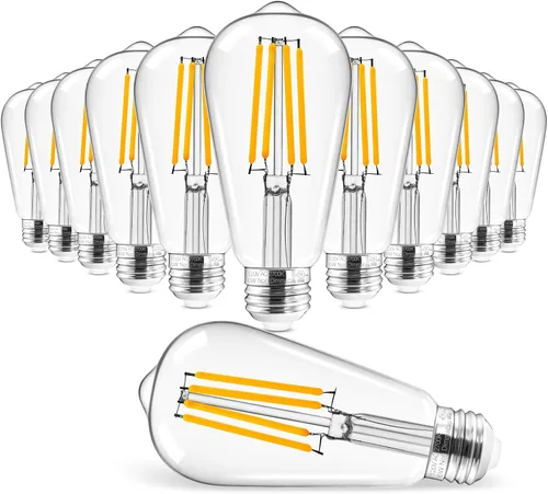 Miniatura 11 de Hizashi - 6 bombillas led Edison E26 equivalentes a 60 W, no regulables, 2,700 K, blanco cálido, CRI superior a 95, ST19, vintage, base E26, 700