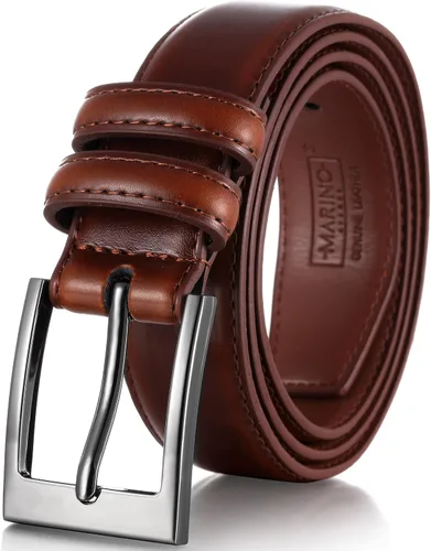 Miniatura 11 de Cinturón de vestir de cuero genuino para hombre de Marino's con hebilla de una sola punta