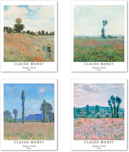 Miniatura 8 de Berkin Arts Juego de 4 impresiones artísticas de arte giclée sin marco, arte de paisaje de 8 x 10 pulgadas, decoración escolar, rústico, natural