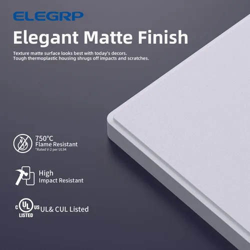 Miniatura 2 de ELEGRP Placas decorativas de pared de 3 segmentos sin tornillos, cubierta de placa frontal termoplástica irrompible para interruptor de toma